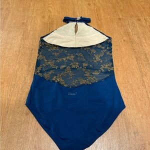 Navy and Gold NIKOLAY leotard Worn